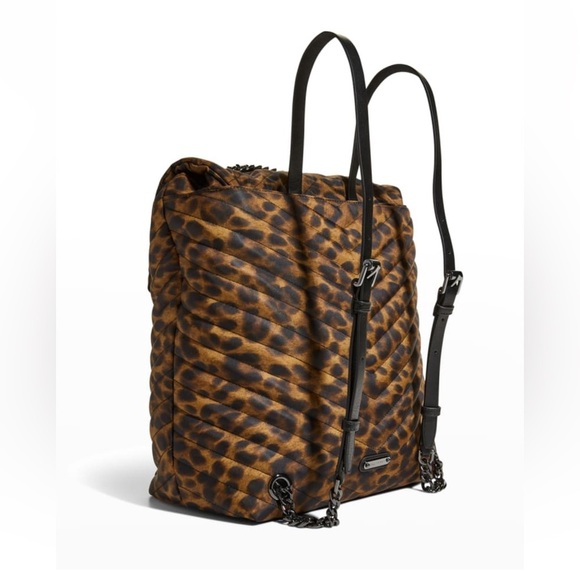 Rebecca Minkoff Edie Leopard Backpack NWT Quilted Chain Bag main image 11